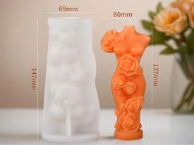 Molde silicona silueta mujer con rosas